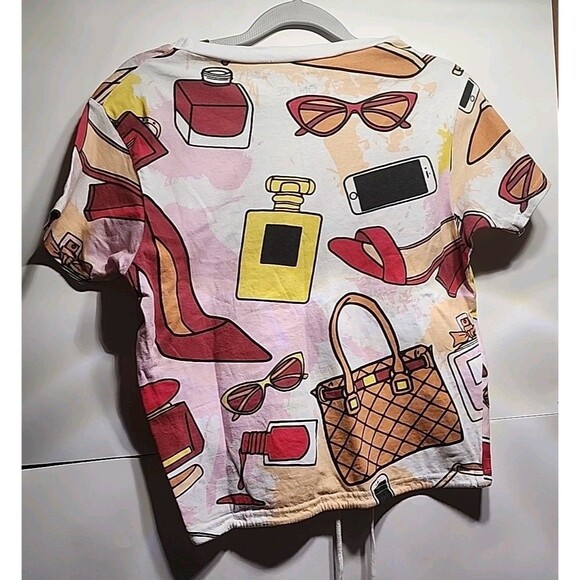 Juniors ON FIRE CROP Make Up Phone Diva GRAPHIC T SHIRT M - Picture 2 of 4
